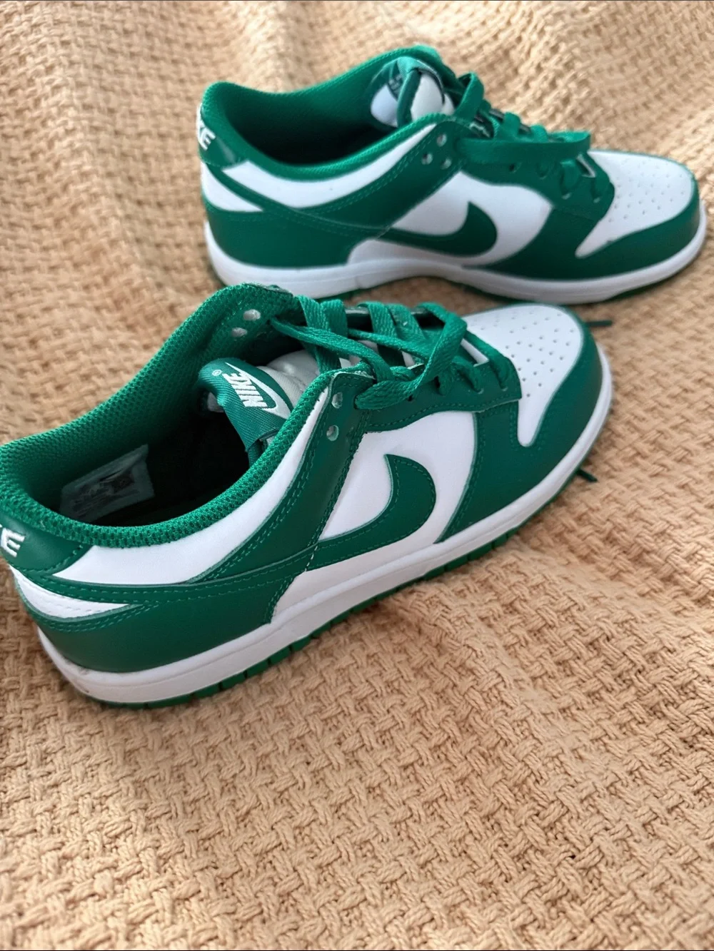 Nike Green and White Dunk-Style Low Tops - New without box